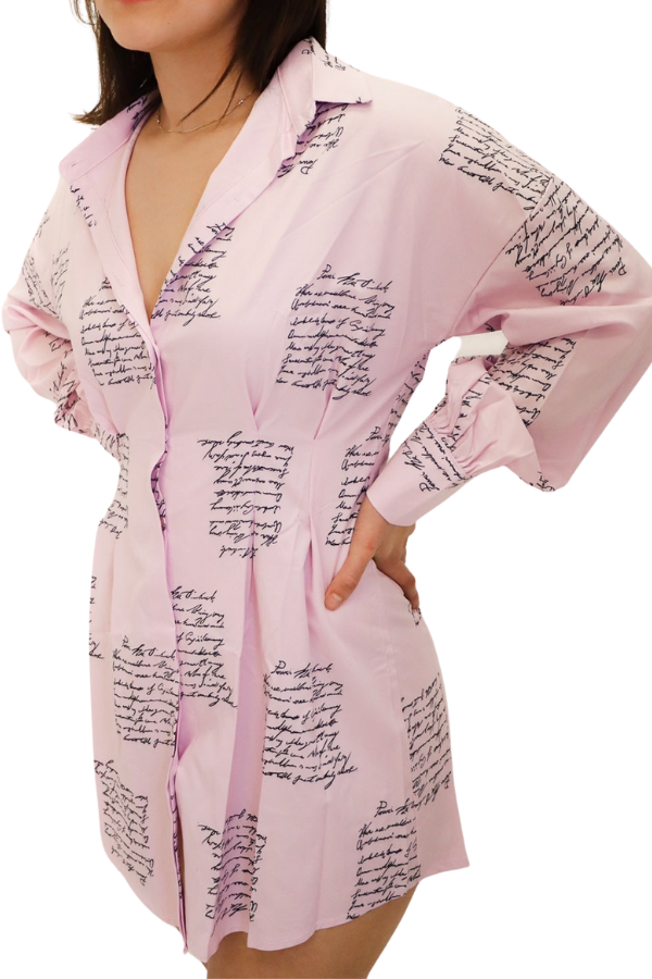 Write Me A Letter Shirt Dress (Lavender)